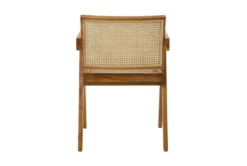 Light Teak Cane Accent Chair -Furniluxe 311201 brown wood dining chair back 82