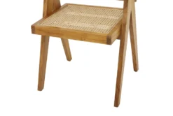 Light Teak Cane Accent Chair -Furniluxe 311201 brown wood dining chair detail 44