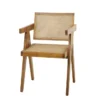 Light Teak Cane Accent Chair -Furniluxe 311201 brown wood dining chair signature 01