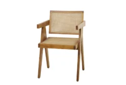 Light Teak Cane Accent Chair