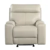 Barton Leather Power Glider Recliner With Power Headrest & USB -Furniluxe 312621 white leather glider recliner signature 02