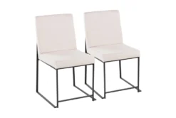 Ian Beige Fabric Black Steel Dining Chair Set Of 2