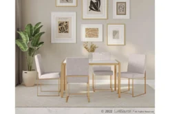 Ian Gold Metal With White Marble Top 50" Dining Table -Furniluxe 314387 gold metal dining table room 86