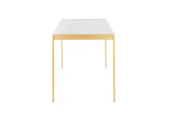 Ian Gold Metal With White Marble Top 50" Dining Table -Furniluxe 314387 gold metal dining table side 14