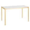 Ian Gold Metal With White Marble Top 50" Dining Table -Furniluxe 314387 gold metal dining table signature 01