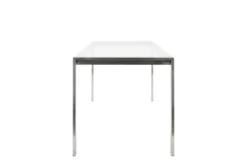 Ian Stainless Steel With Clear Glass Top 50" Dining Table -Furniluxe 314388 clear glass dining table side 14
