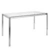 Ian Stainless Steel With Clear Glass Top 50" Dining Table -Furniluxe 314388 clear glass dining table signature 01