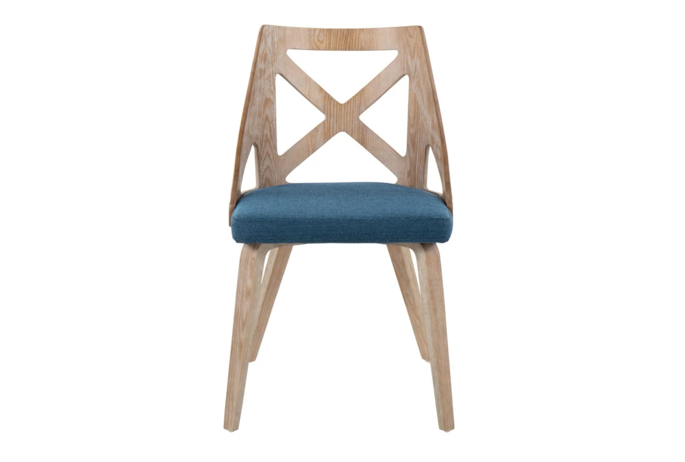 Ashton White Washed Wood And Blue Fabric Dining Chair Set Of 2 4 Ashton White Washed Wood And Blue Fabric Dining Chair Set Of 2 - Image 2