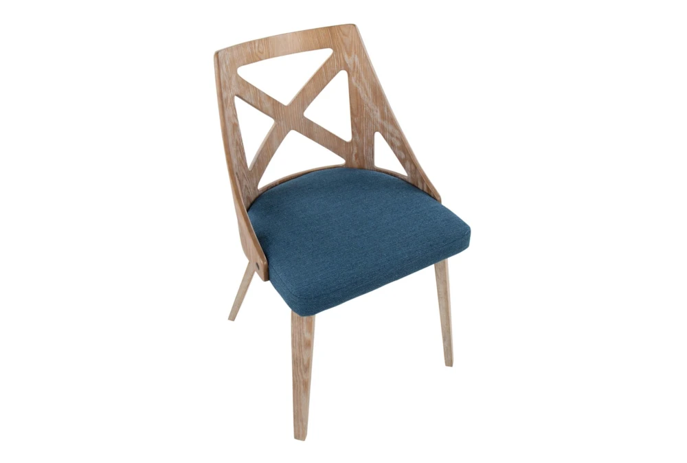 Ashton White Washed Wood And Blue Fabric Dining Chair Set Of 2 6 Ashton White Washed Wood And Blue Fabric Dining Chair Set Of 2 - Image 4