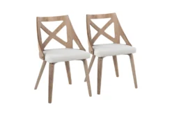Ashton White Washed Wood And Cream Fabric Dining Chair Set Of 2