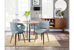 Rizzi Walnut And Blue Fabric Dining Chair Set Of 2 -Furniluxe 314425 blue polyester dining chair room 85