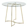 Emma Gold Steel With Clear Glass Top 35" Dining Table -Furniluxe 314432 gold metal dining table signature 01