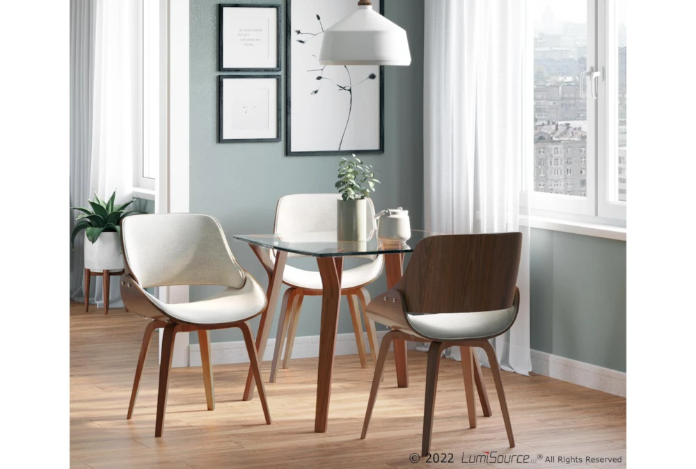 Vini Walnut And Glass Mid-Century 39" Modern Dining Table 7 Vini Walnut And Glass Mid-Century 39" Modern Dining Table - Image 5