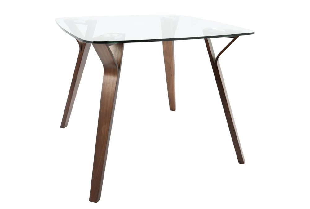 Vini Walnut And Glass Mid-Century 39" Modern Dining Table 3 Vini Walnut And Glass Mid-Century 39" Modern Dining Table