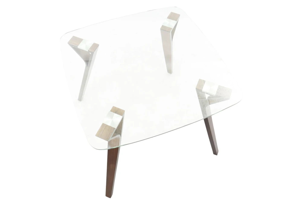 Vini Walnut And Glass Mid-Century 39" Modern Dining Table 5 Vini Walnut And Glass Mid-Century 39" Modern Dining Table - Image 3