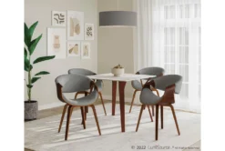 Vini Walnut And White Textured 39" Marble Dining Table -Furniluxe 314441 brown wood dining table room 85