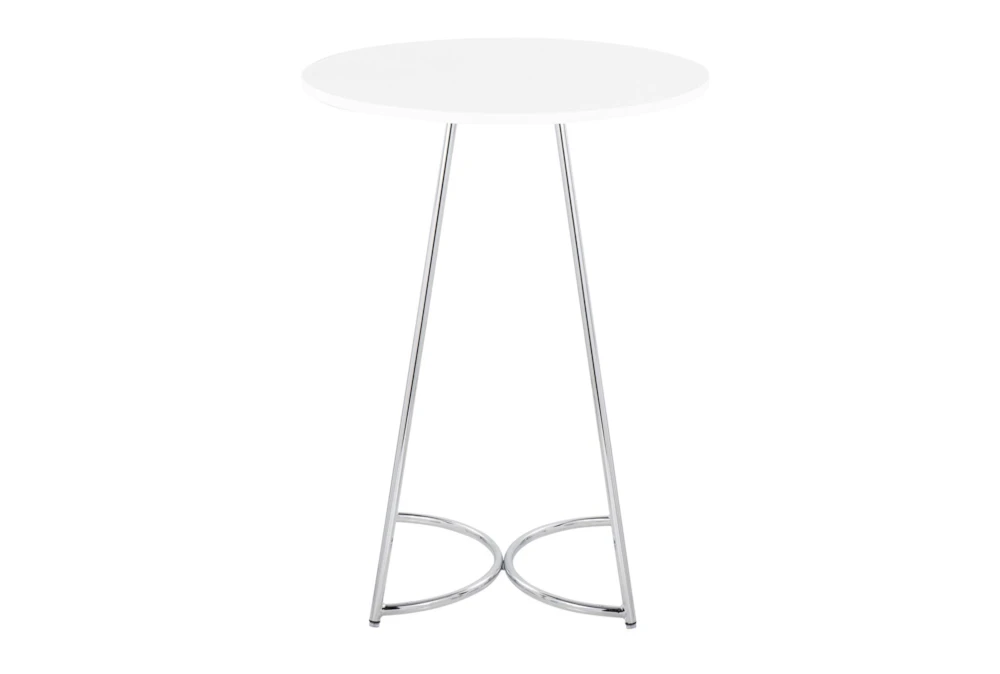 Emma Chrome Steel And White Wood 27" Counter Table 4 Emma Chrome Steel And White Wood 27" Counter Table - Image 2