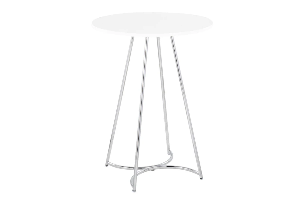 Emma Chrome Steel And White Wood 27" Counter Table 3 Emma Chrome Steel And White Wood 27" Counter Table