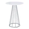Emma Chrome Steel Pedestal Base And White Wood 27" Counter Table 2 Emma Chrome Steel Pedestal Base And White Wood 27" Counter Table -Furniluxe 314456 silver metal counter height table signature 01