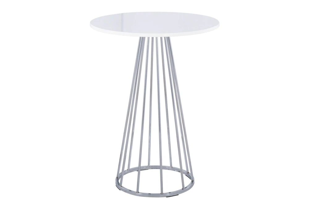 Emma Chrome Steel Pedestal Base And White Wood 27" Counter Table 3 Emma Chrome Steel Pedestal Base And White Wood 27" Counter Table