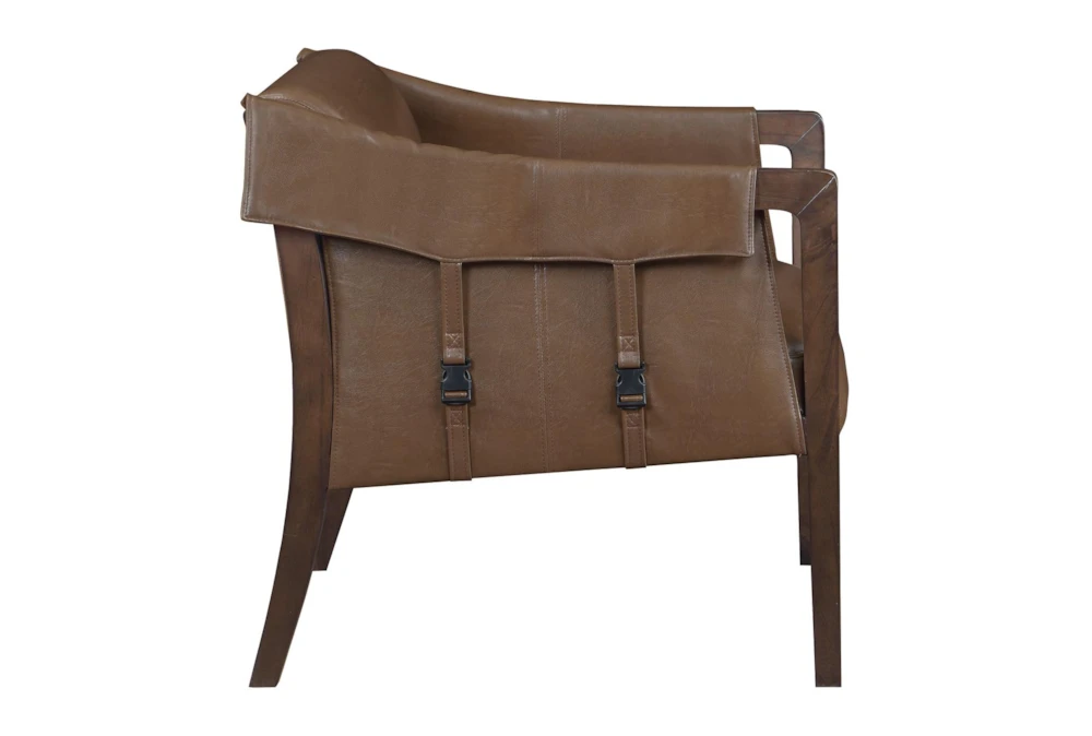 Senfield Molasses Faux Leather Walnut Frame Accent Chair 4 Senfield Molasses Faux Leather Walnut Frame Accent Chair - Image 2
