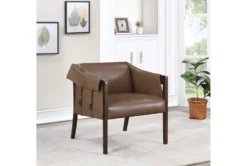 Senfield Molasses Faux Leather Walnut Frame Accent Chair 11 Senfield Molasses Faux Leather Walnut Frame Accent Chair -Furniluxe 316105 brown plywood accent chair room 85