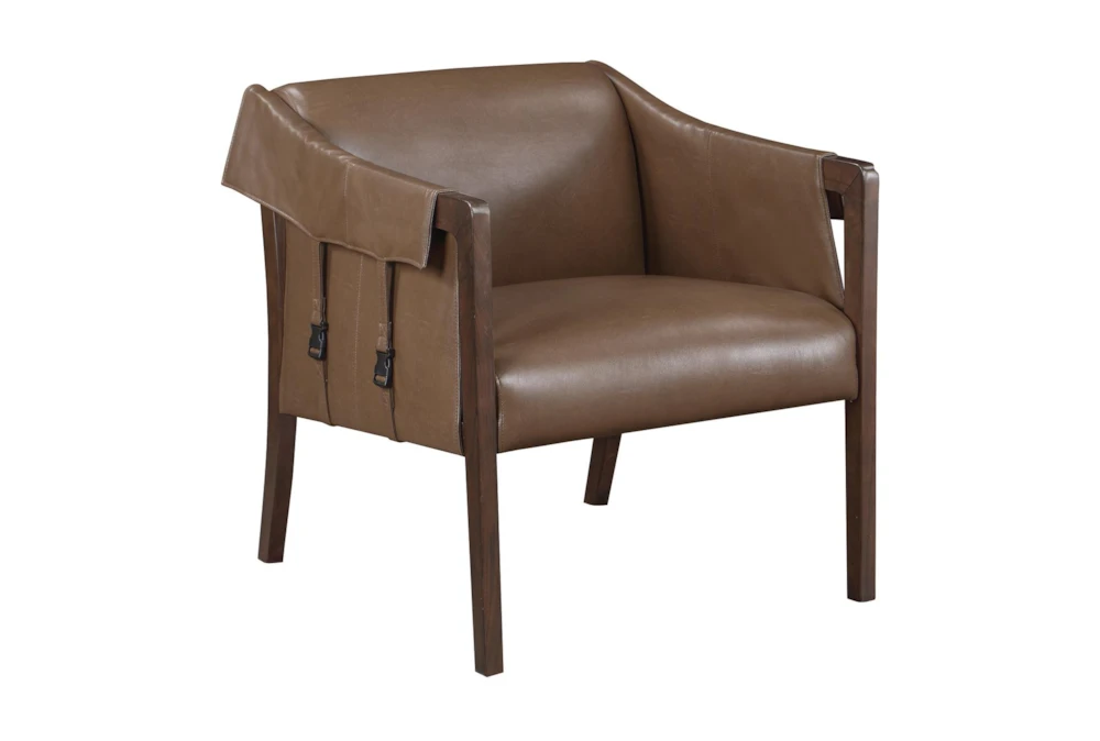 Senfield Molasses Faux Leather Walnut Frame Accent Chair 3 Senfield Molasses Faux Leather Walnut Frame Accent Chair