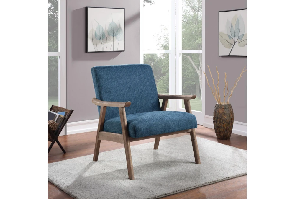 Tommy Navy Armchair With Brushed Brown Finish Frame 6 Tommy Navy Armchair With Brushed Brown Finish Frame - Image 4