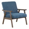 Tommy Navy Armchair With Brushed Brown Finish Frame -Furniluxe 316121 blue plywood accent chair signature 01