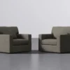 Layne 36" Swivel Accent Chair Set Of 2 By Nate Berkus + Jeremiah Brent -Furniluxe 316732 green fabric swivel signature 01