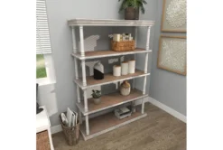 64" Brown Wood Farmhouse Shelving Unit -Furniluxe 320262 brown mdf bookcase room 89