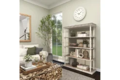 64" Brown Wood Farmhouse Shelving Unit -Furniluxe 320262 brown mdf bookcase room 93