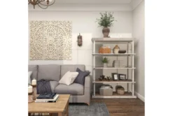 64" Brown Wood Farmhouse Shelving Unit -Furniluxe 320262 brown mdf bookcase room 95