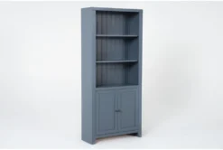 Westlawn 72" Blue Bookcase With Doors -Furniluxe 320494 blue wood bookcase side 18