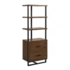 Don 69" Mid-Century Modern Bookcase With Drawers -Furniluxe 320674 brown wood bookcase signature 01