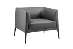 Mani Gray Lounge Chair With Matte Black Legs -Furniluxe 320686 grey leather accent chair detail 44