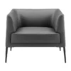 Mani Gray Lounge Chair With Matte Black Legs -Furniluxe 320686 grey leather accent chair signature 01
