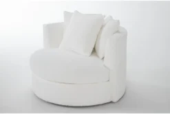 Nest III Gibson 49" White Swivel Cuddler 9 Nest III Gibson 49" White Swivel Cuddler -Furniluxe 321237 white fabric swivel cuddler detail 44