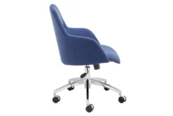 Mona Office Chair In Blue Fabric With Polished Aluminum Base -Furniluxe 321646 blue polyester office chair detail 46