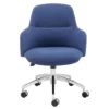 Mona Office Chair In Blue Fabric With Polished Aluminum Base -Furniluxe 321646 blue polyester office chair signature 01