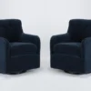 Katrina Velvet Blue Swivel Glider Chairs, Set Of 2 -Furniluxe 322480 blue fabric swivel glider signature 01
