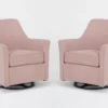 Samira Blush Swivel Glider Chairs, Set Of 2 -Furniluxe 322550 pink fabric swivel glider signature 01