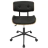 Linnea Walnut + Black Faux Leather Swivel Adjustable Office Chair -Furniluxe 323462 front 02