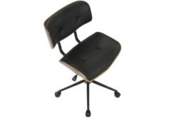 Linnea Walnut + Black Faux Leather Swivel Adjustable Office Chair -Furniluxe 323462 top 31