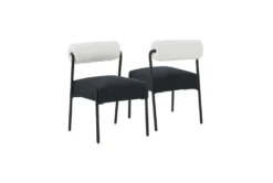 Jole Cream And Black Linen Dining Chair Set Of 2